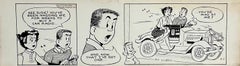 Raro disegno a inchiostro originale degli anni '50 della striscia di cartoni animati Susie Q Smith Comic Art