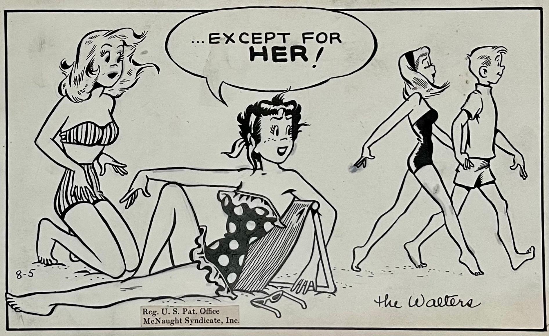 Raro disegno a inchiostro originale degli anni '50 della striscia di cartoni animati Susie Q Smith Comic Art in vendita 4