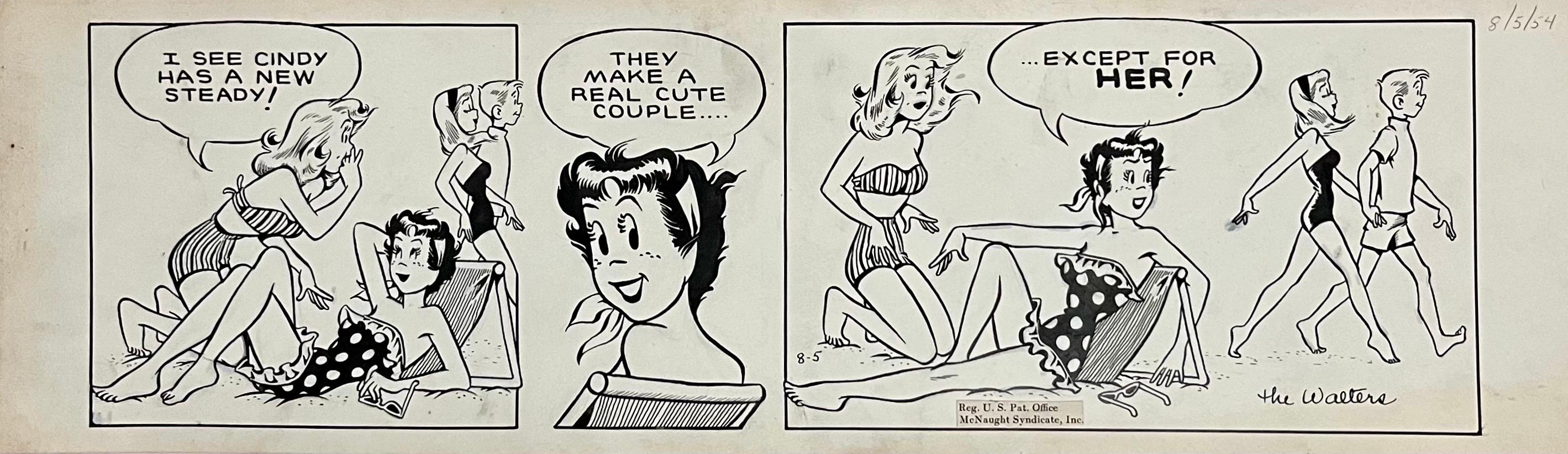SUSIE Q. SMITH
Media: Fumetti su giornali
Distribuito da: King Features Syndicate
Apparso per la prima volta: 1945
Creatori: Linda e Jerry Walter

5.75 X 19.5
Datato 5 agosto 1954 in alto a destra.

Come le sue contemporanee, Aggie Mack, Candy e