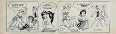 Vintage Rare 1950s Original Syndicated Ink Drawing Cartoon Strip Susie Q Smith Comic Art