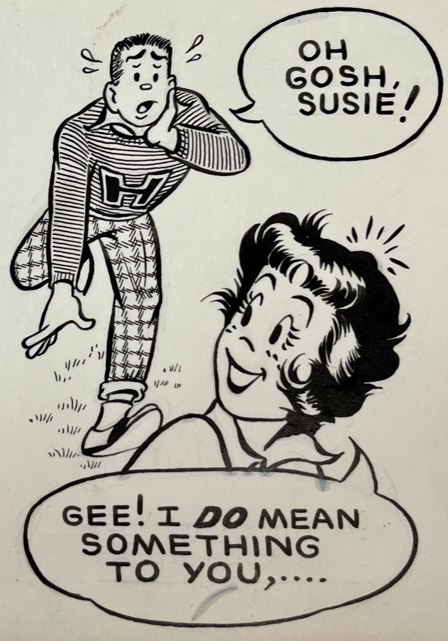Raro Dibujo de Tinta Sindicado Vintage de los años 50 Tira cómica Susie Q Smith Comic Art en venta 4