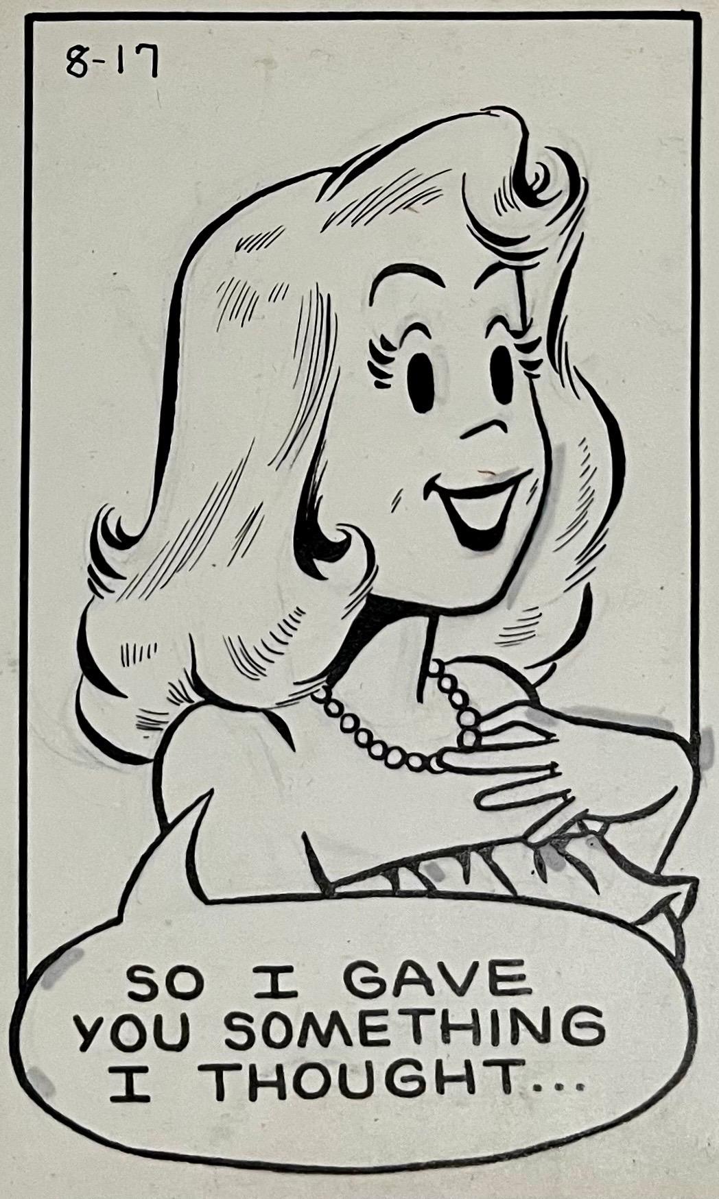 Raro disegno a inchiostro originale degli anni '50 della striscia di cartoni animati Susie Q Smith Comic Art in vendita 2