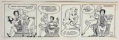 Rare 1950s Original Syndicated Ink Drawing Cartoon Strip Susie Q Smith Comic Art