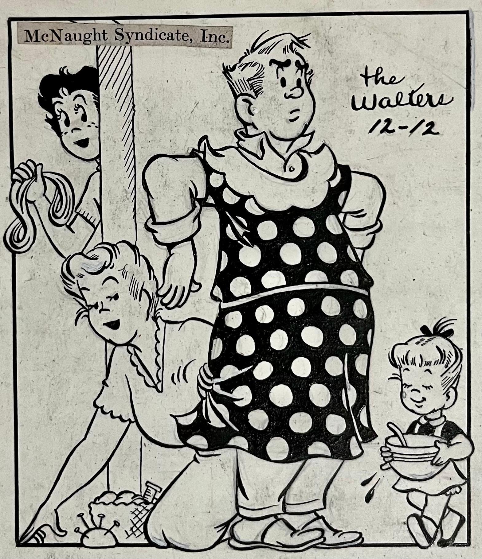 Raro disegno a inchiostro originale degli anni '50 della striscia di cartoni animati Susie Q Smith Comic Art in vendita 2
