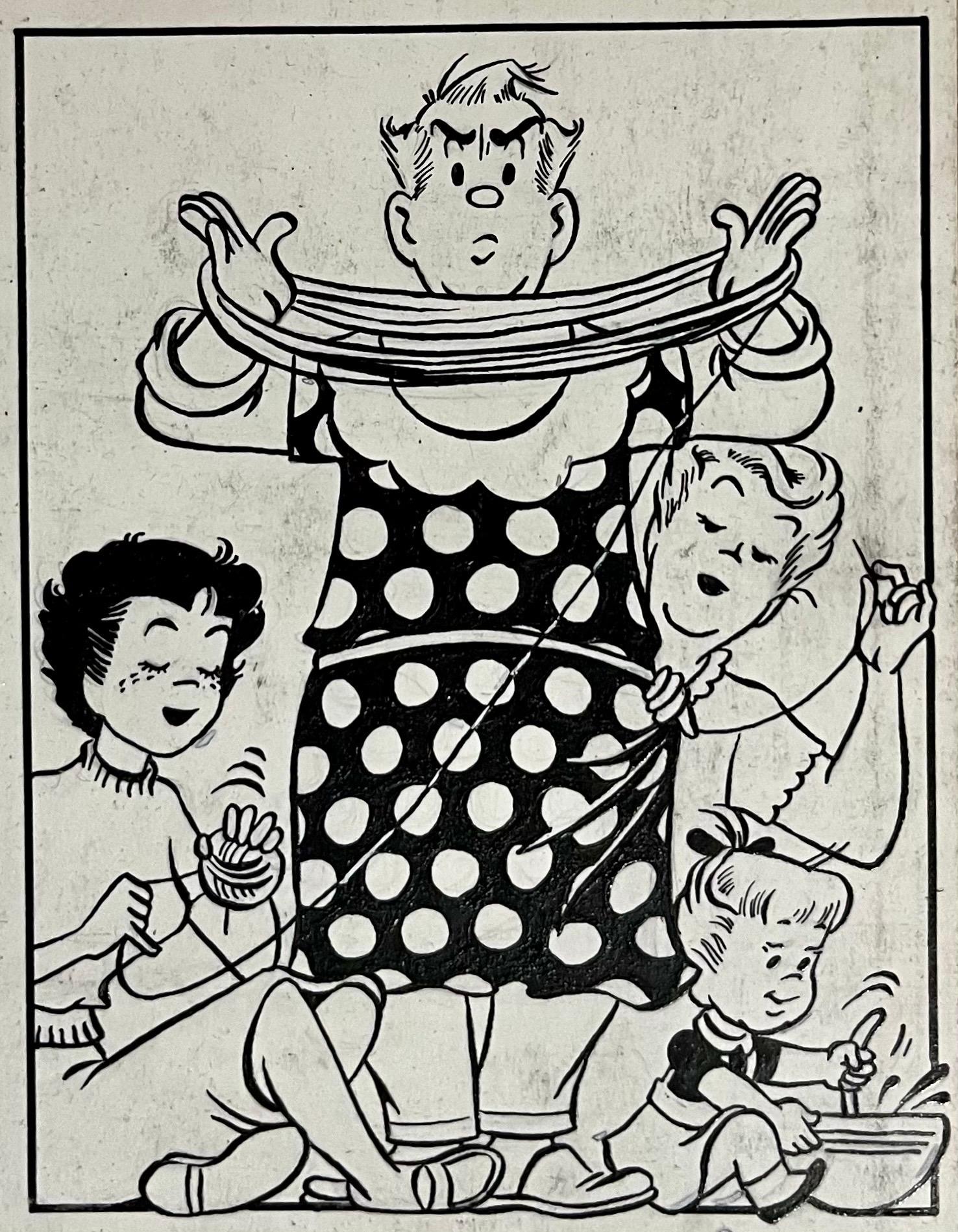 Raro disegno a inchiostro originale degli anni '50 della striscia di cartoni animati Susie Q Smith Comic Art in vendita 3