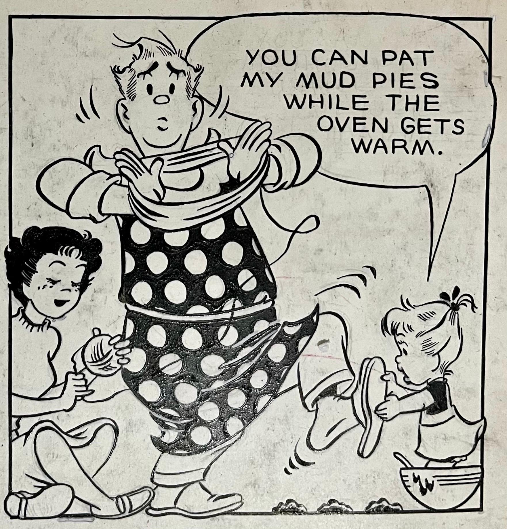 Raro disegno a inchiostro originale degli anni '50 della striscia di cartoni animati Susie Q Smith Comic Art in vendita 5