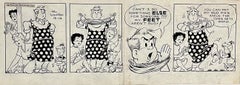 Raro Dibujo Original a Tinta de los años 50 Sindicado Tira cómica Susie Q Smith Comic Art