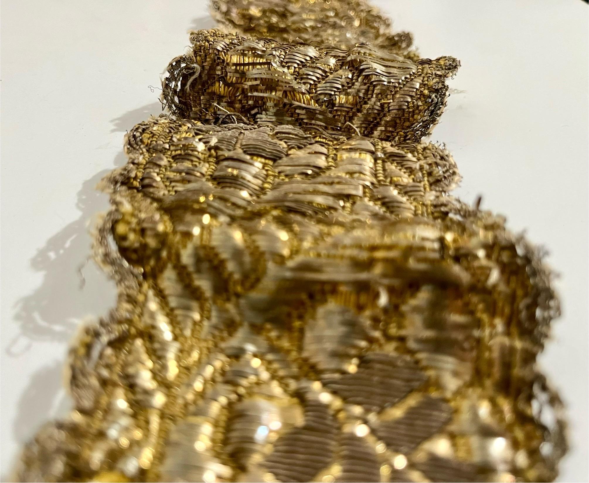 Rare Jewish Pre War Woven Gold Textile Embroidered Antique Judaica Tallit Atara For Sale 2