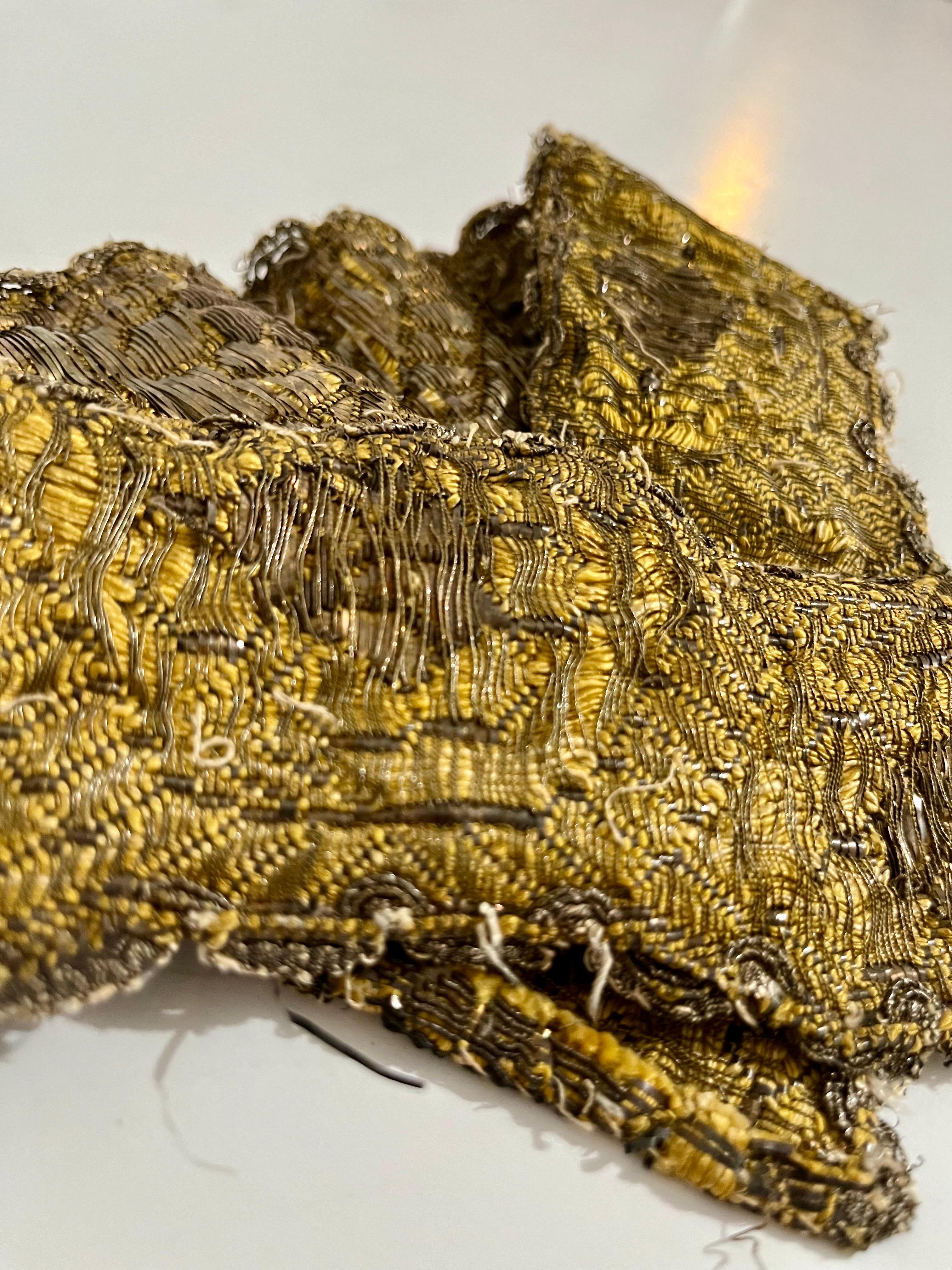Rare Jewish Pre War Woven Gold Textile Embroidered Antique Judaica Tallit Atara For Sale 3