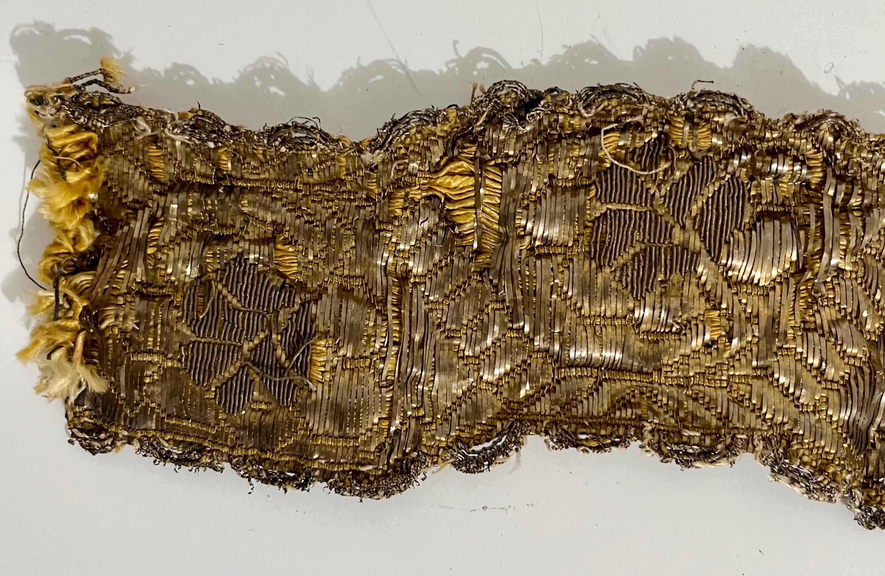 Rare Jewish Pre War Woven Gold Textile Embroidered Antique Judaica Tallit Atara For Sale 1