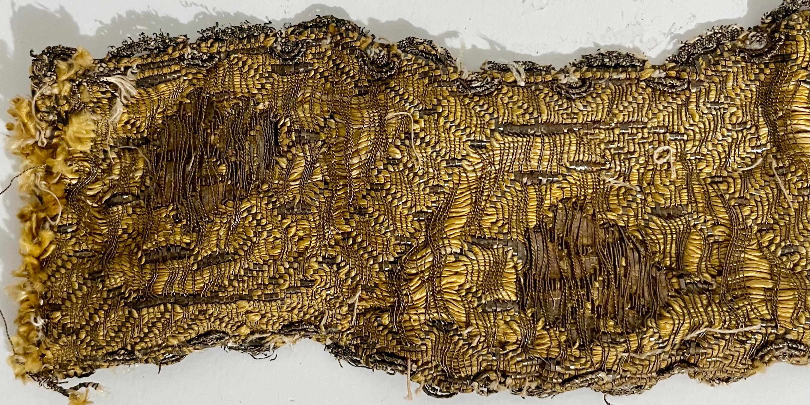 Rare Jewish Pre War Woven Gold Textile Embroidered Antique Judaica Tallit Atara - Folk Art Art by Unknown