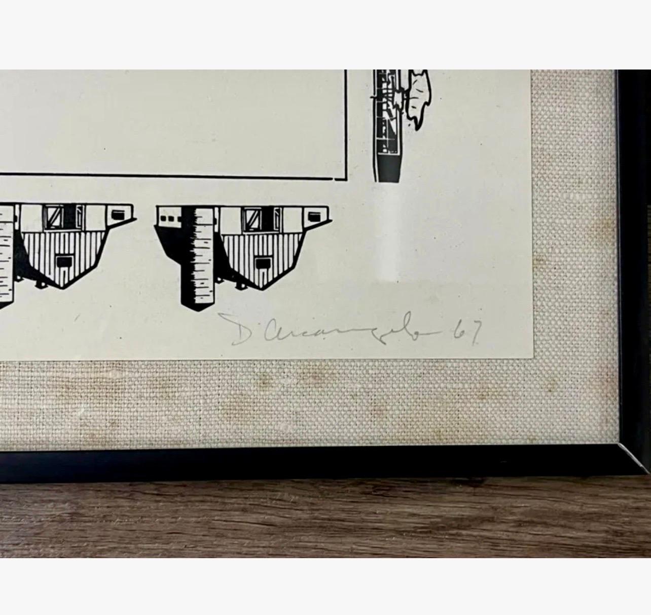Raro Dibujo Original de 1967 Minimalista Mod Pop Art Allan D'Arcangelo Único en Tinta en venta 6