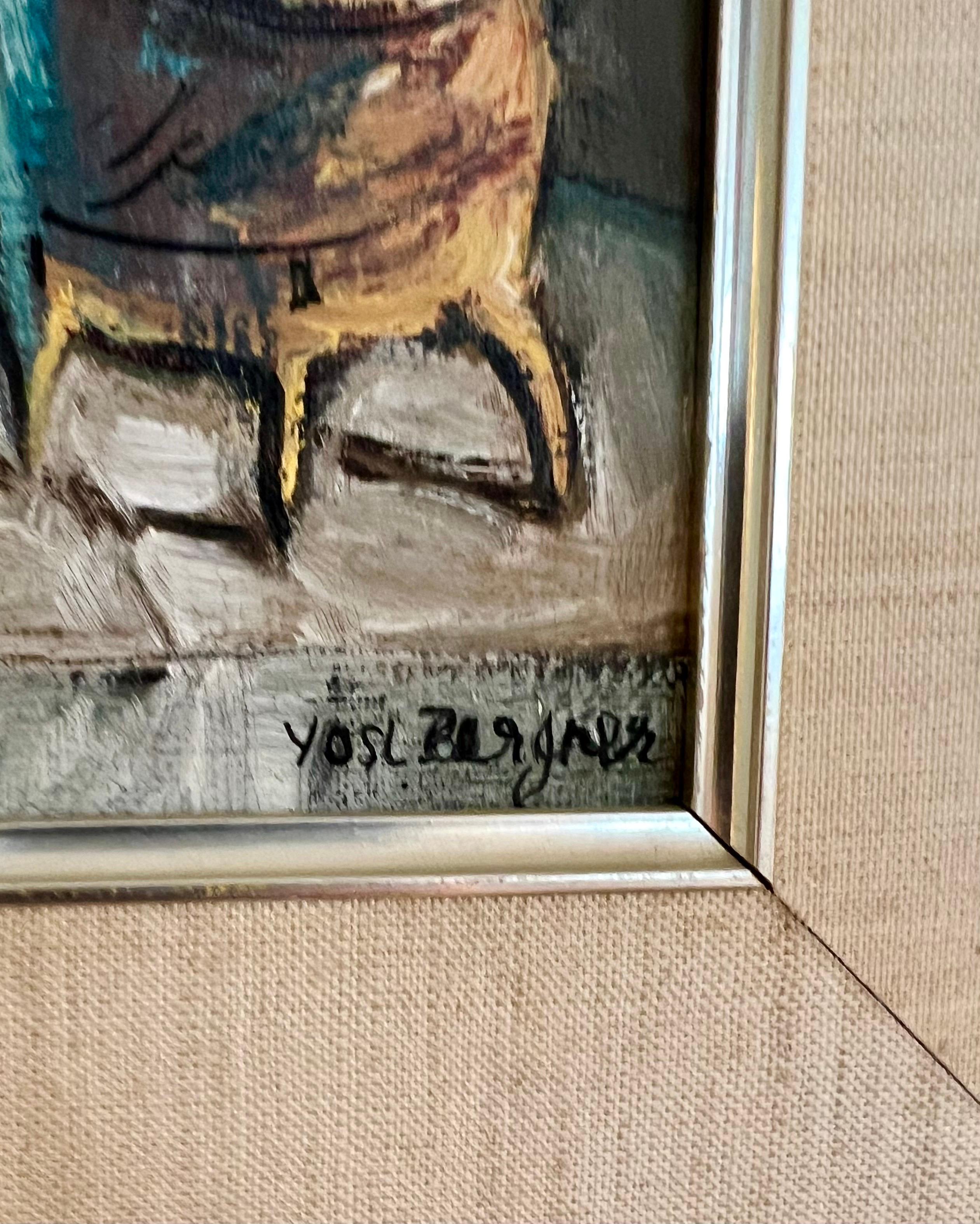 Peinture moderniste à l'huile israélienne Yosl Bergner Cuisine Bouteilles Café, Vase en vente 2
