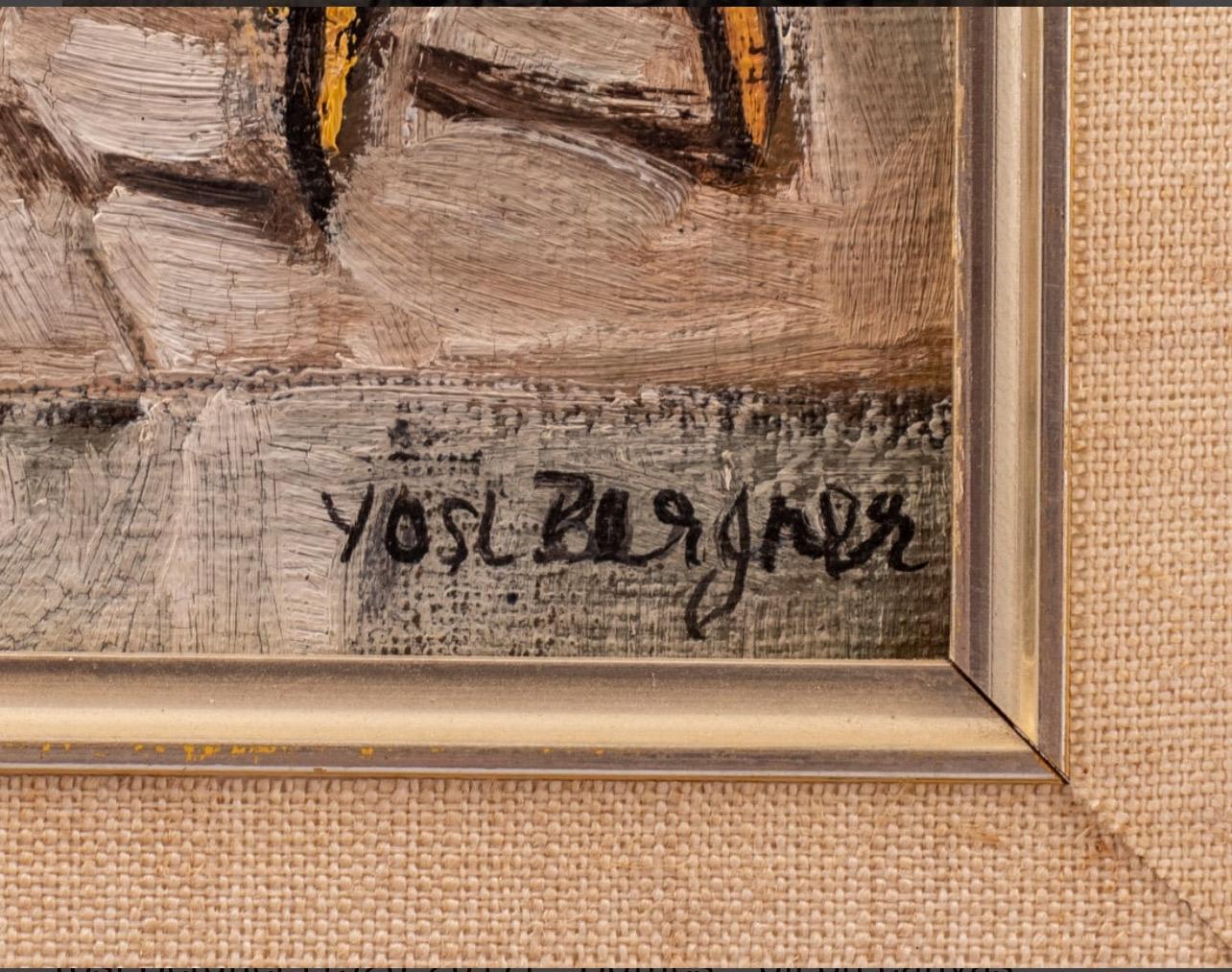 Peinture moderniste à l'huile israélienne Yosl Bergner Cuisine Bouteilles Café, Vase en vente 7