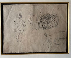 Deutsche expressionistische Zeichnung, Aquarellmalerei Jules Pascin Kuba-Szene 1910