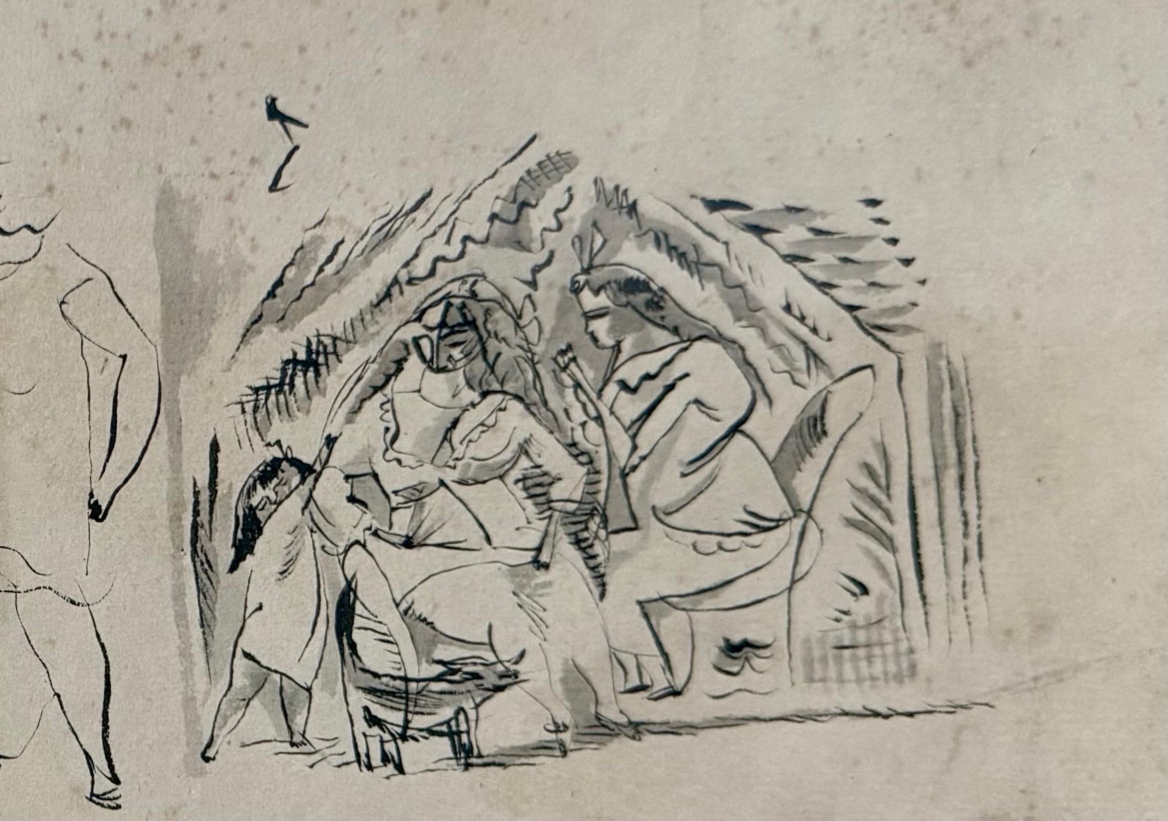 Dessin expressionniste allemand, peinture à l'aquarelle Jules Pascin Scène de Cuba 1910 en vente 6