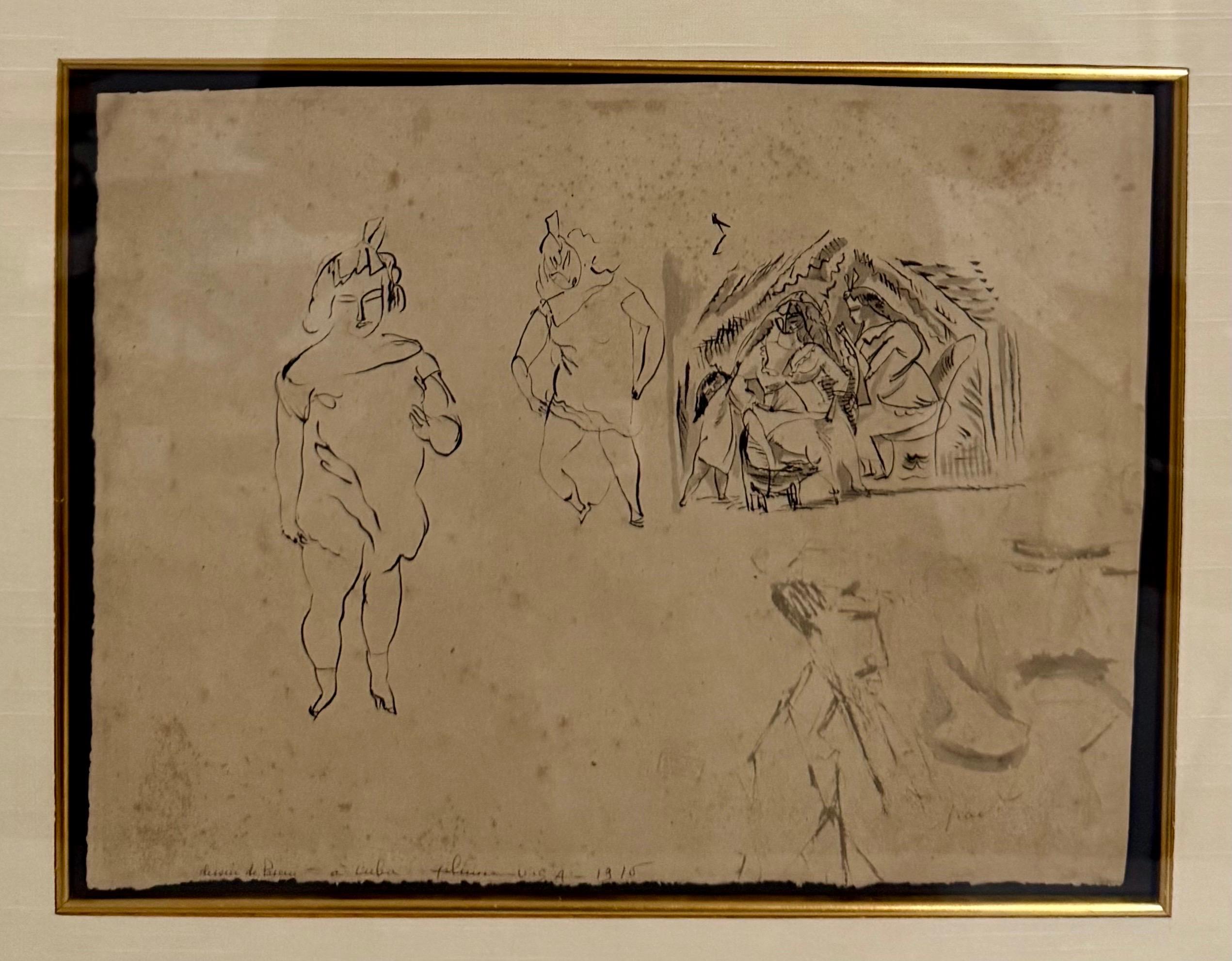 Dessin expressionniste allemand, peinture à l'aquarelle Jules Pascin Scène de Cuba 1910 en vente 2