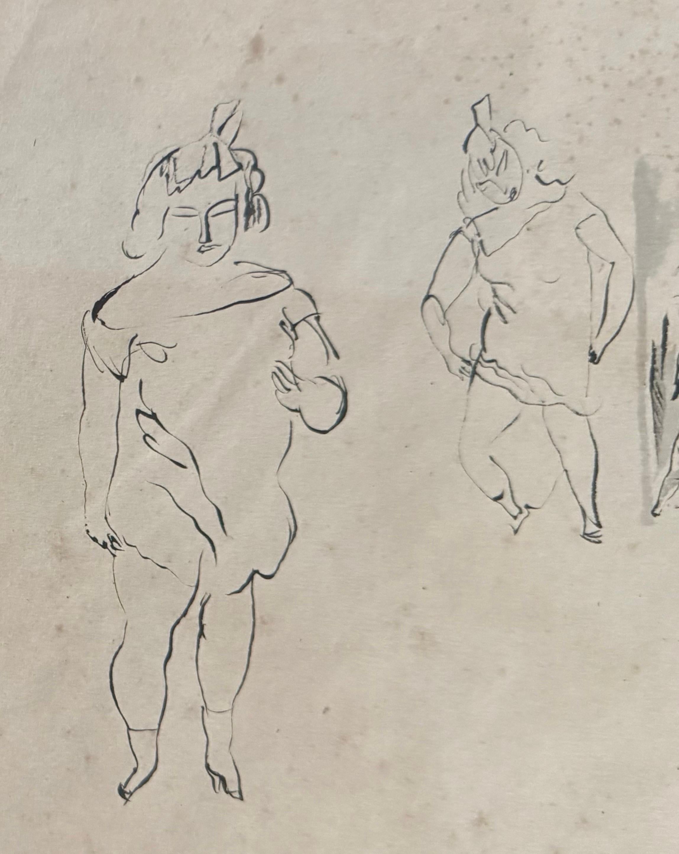 Dessin expressionniste allemand, peinture à l'aquarelle Jules Pascin Scène de Cuba 1910 en vente 13