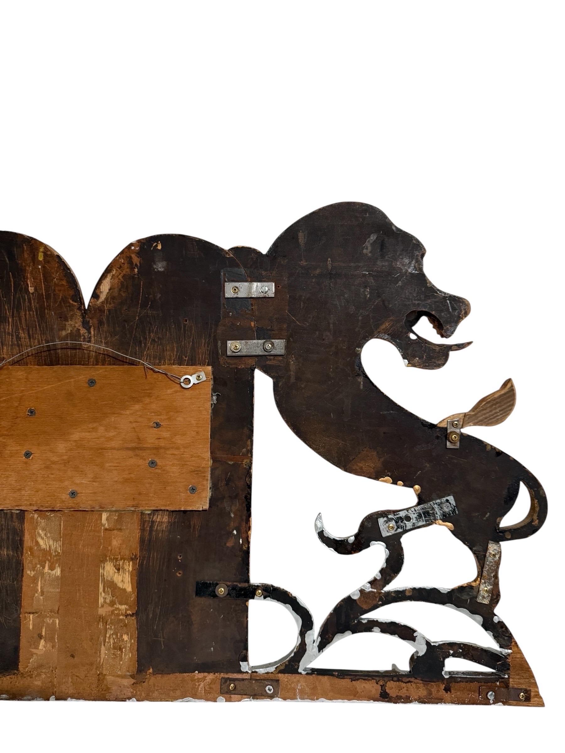 Rare Folk Art Hebrew Judaica Carved Gilded Wood Lions Torah Synagogue Sculpture For Sale 10