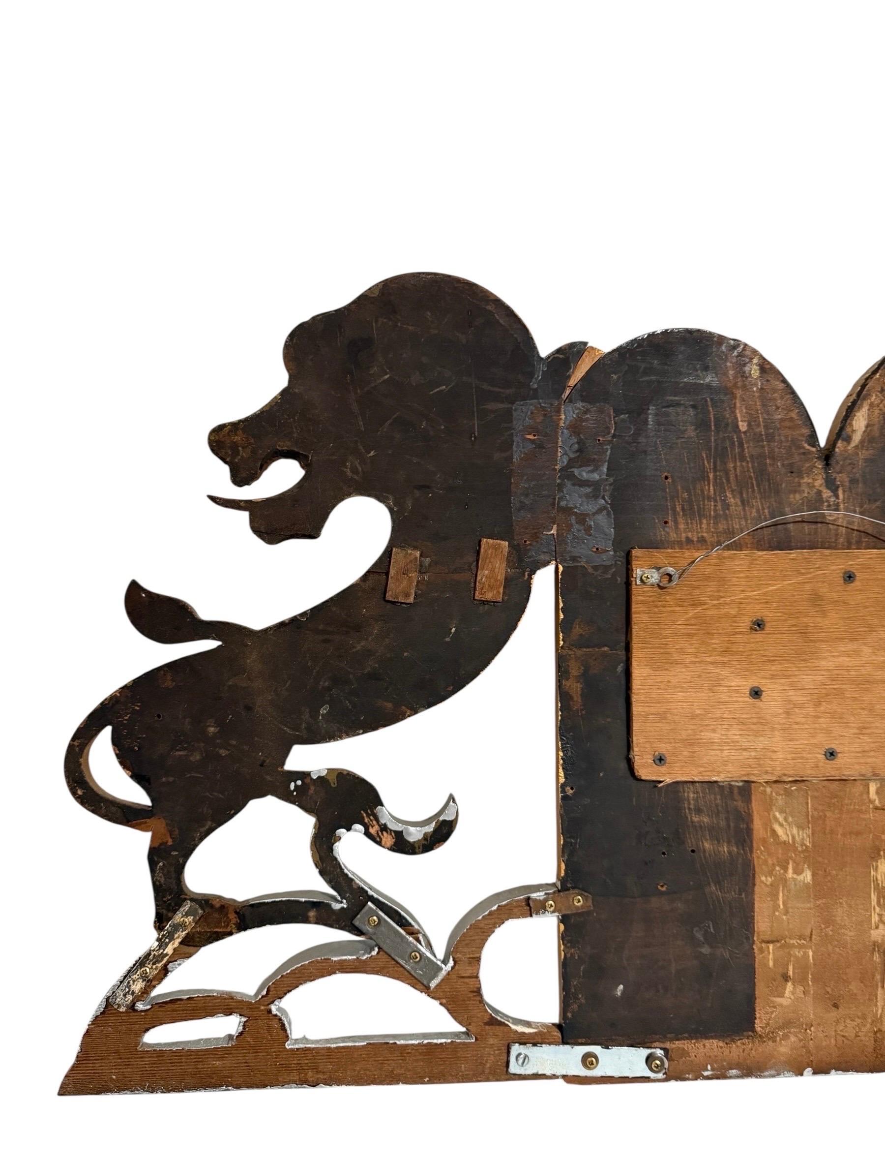 Rare Folk Art Hebrew Judaica Carved Gilded Wood Lions Torah Synagogue Sculpture For Sale 12