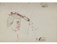 Latin American Art Ink Drawing Mario Perez Sentimental Argentina Modernist