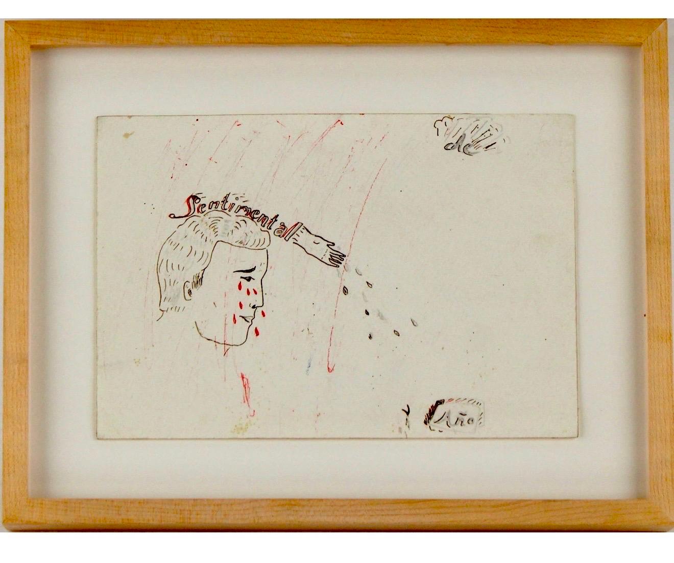 Art latino-américain Dessin à l'encre Mario Perez Sentimental Argentine Moderniste