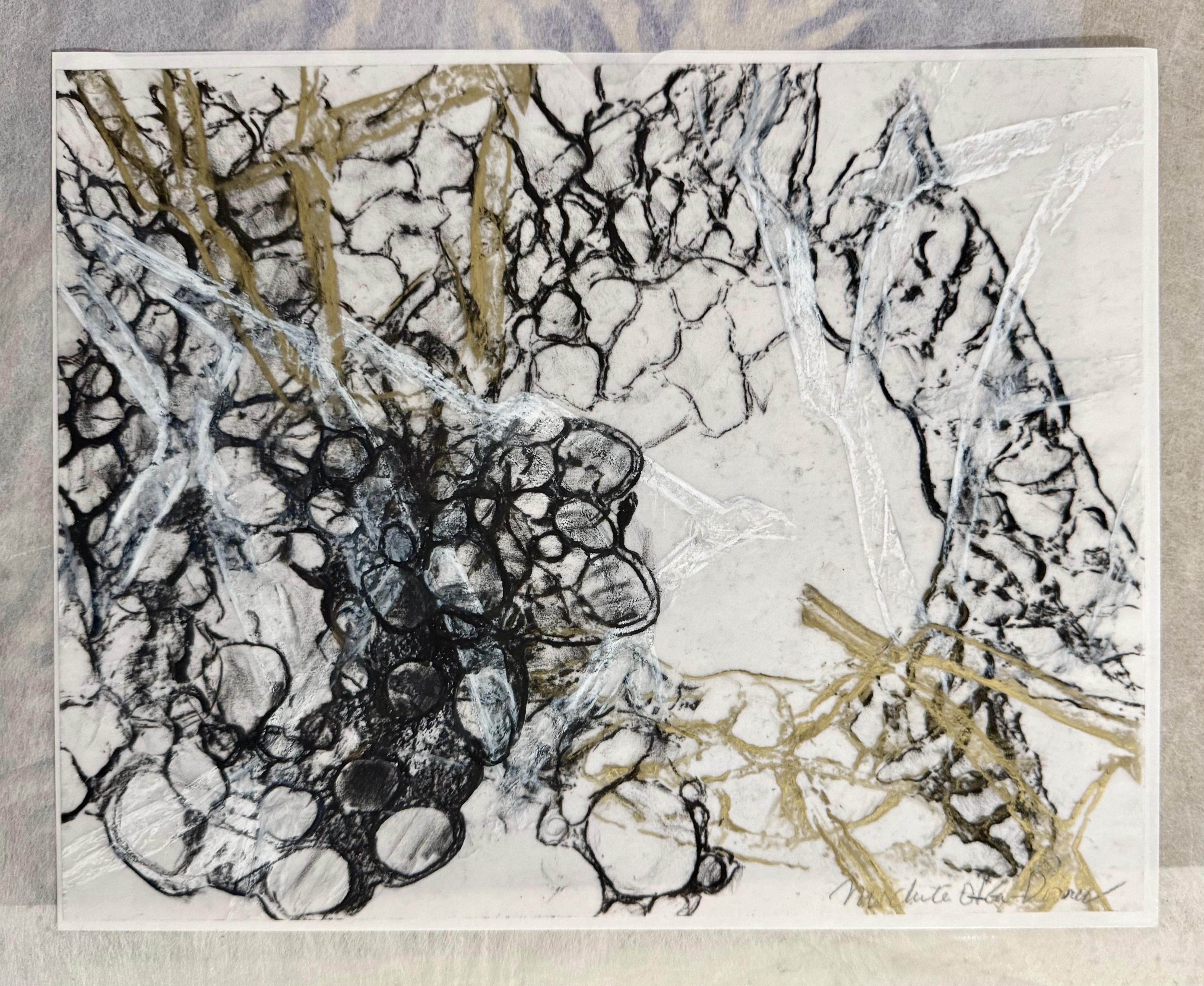Dibujo Original Pintura Abstracta Arte Biomórfico Pan de Oro Michele Oka Doner en venta 3