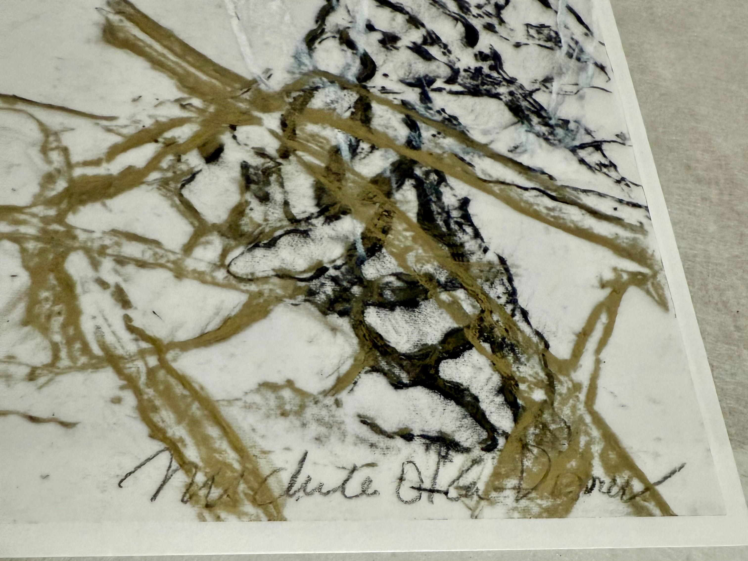 Dibujo Original Pintura Abstracta Arte Biomórfico Pan de Oro Michele Oka Doner en venta 2