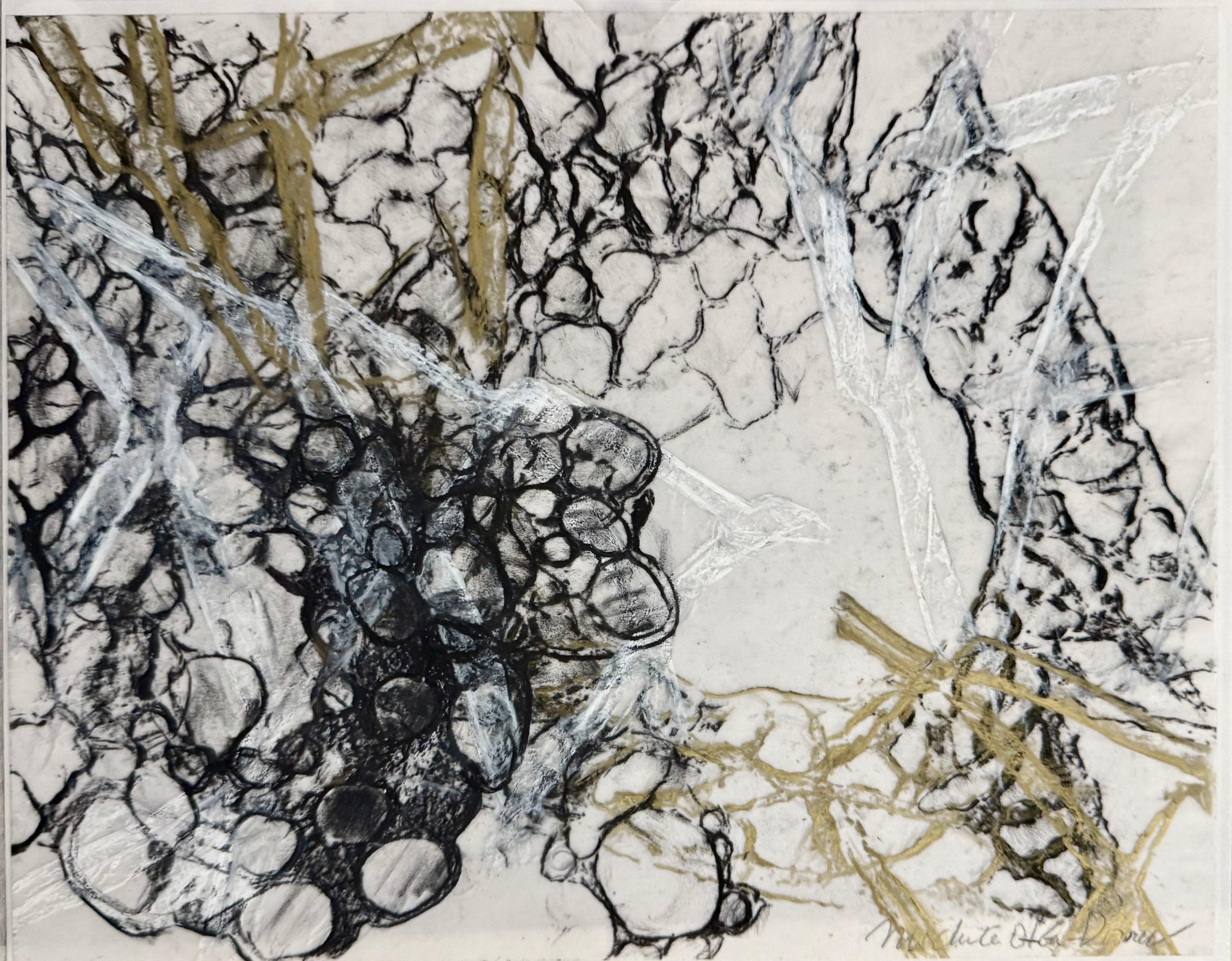 Dibujo Original Pintura Abstracta Arte Biomórfico Pan de Oro Michele Oka Doner en venta 1