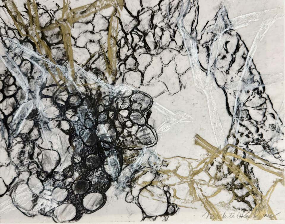 Original Drawing Painting Abstract Biomorphic Art Gold Leaf Michele Oka Doner