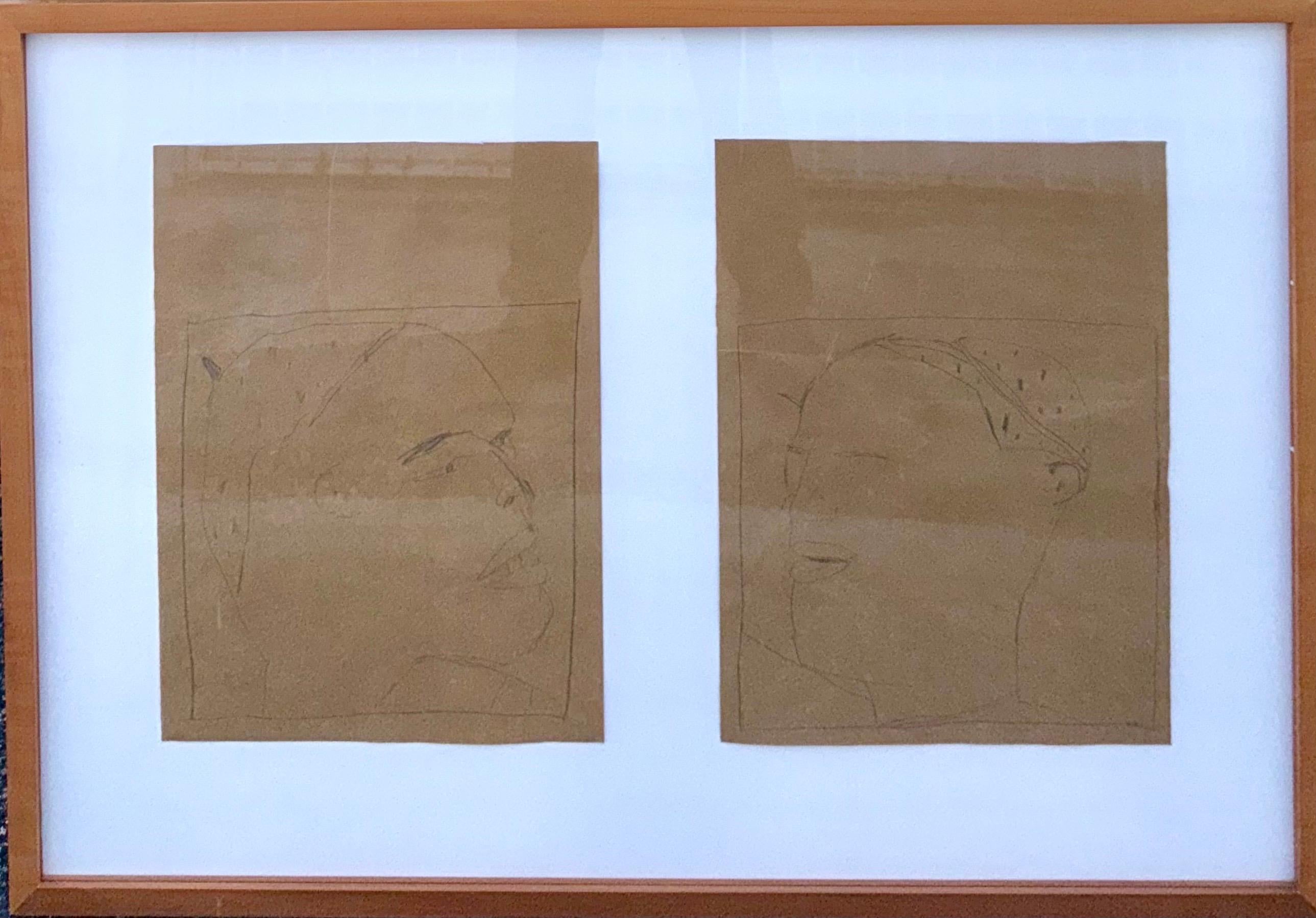 Nuba 1981 Graphit-Zeichnung auf braunem Papier James Brown Galerie Bernd Kluser im Angebot 1