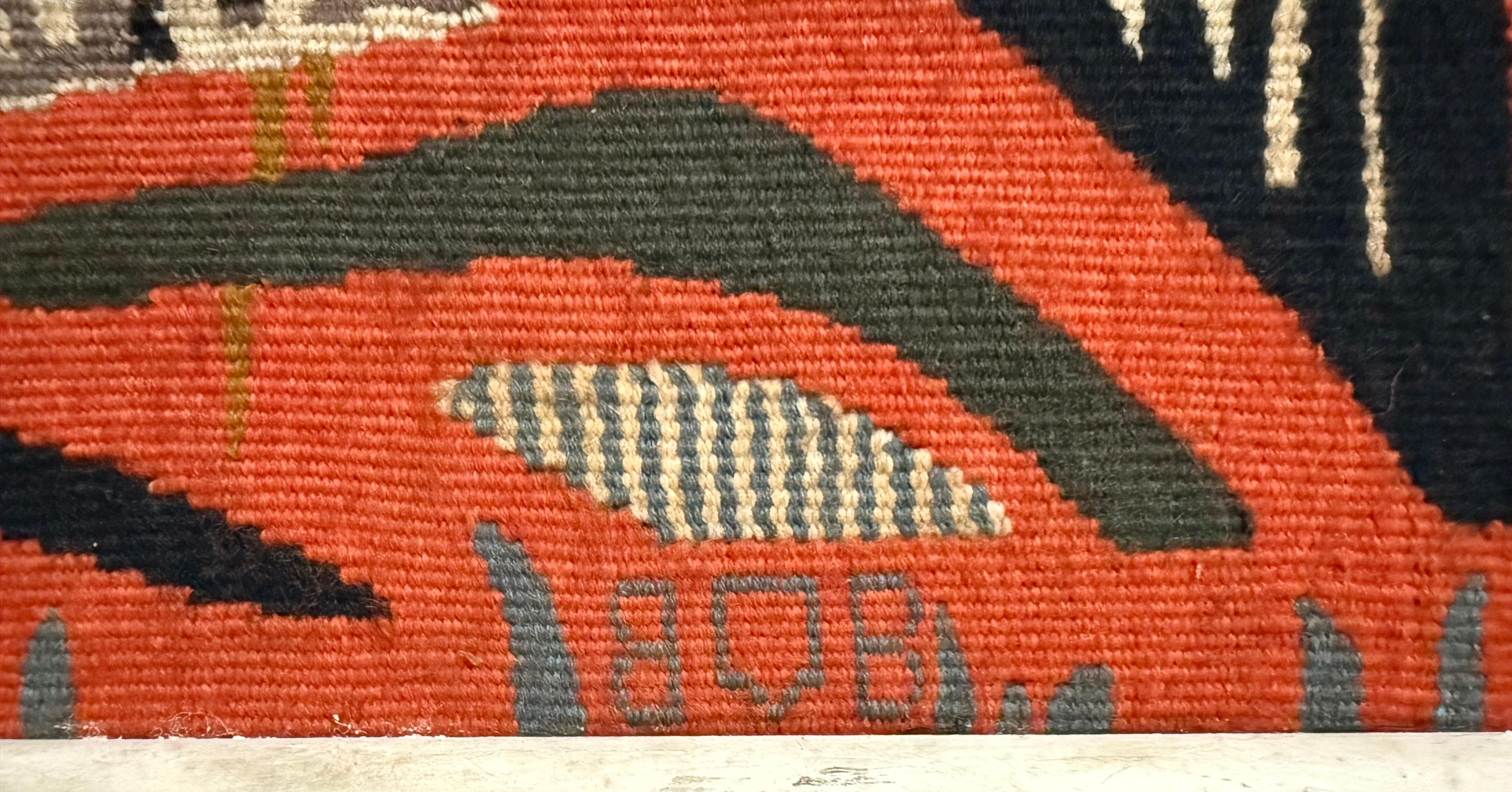 Mid Century Modern Handmade Wool Belgian Art Aubusson Tapestry Mary Dambiermont en vente 4