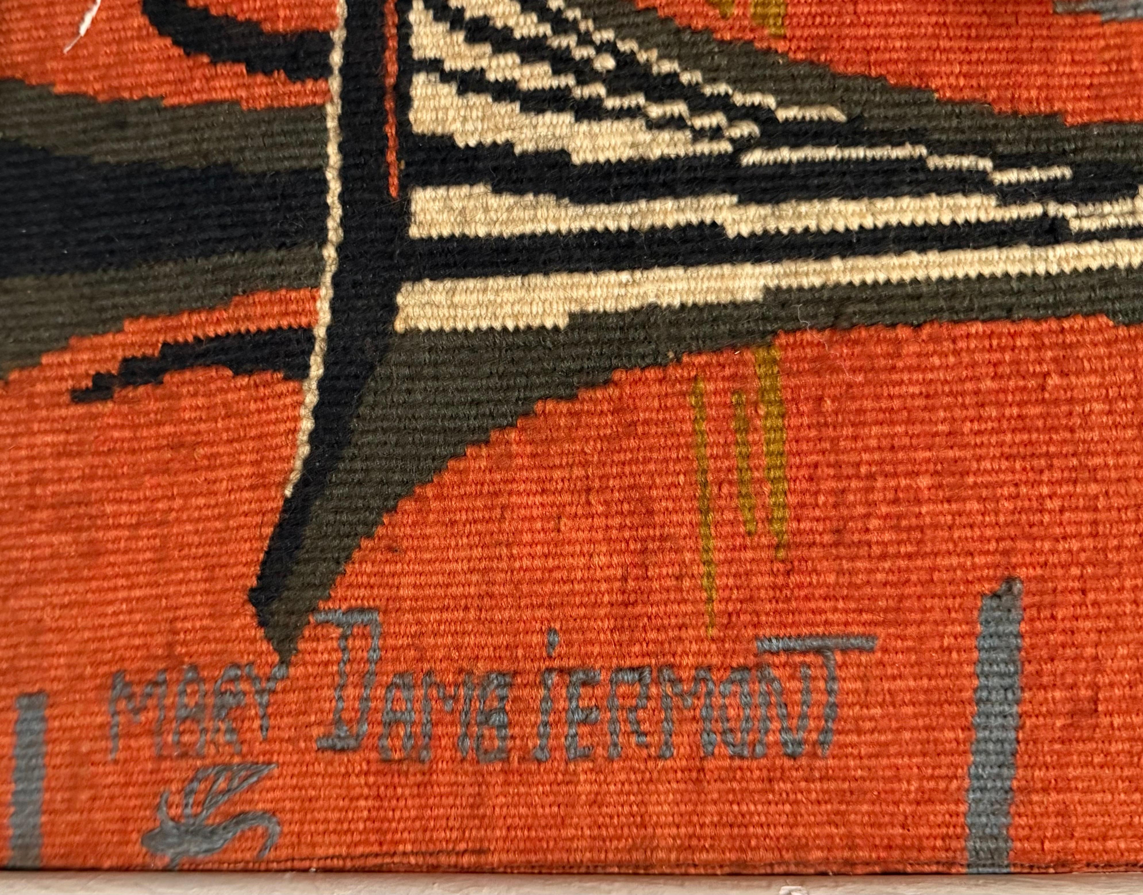 Mid Century Modern Handmade Wool Belgian Art Aubusson Tapestry Mary Dambiermont en vente 5