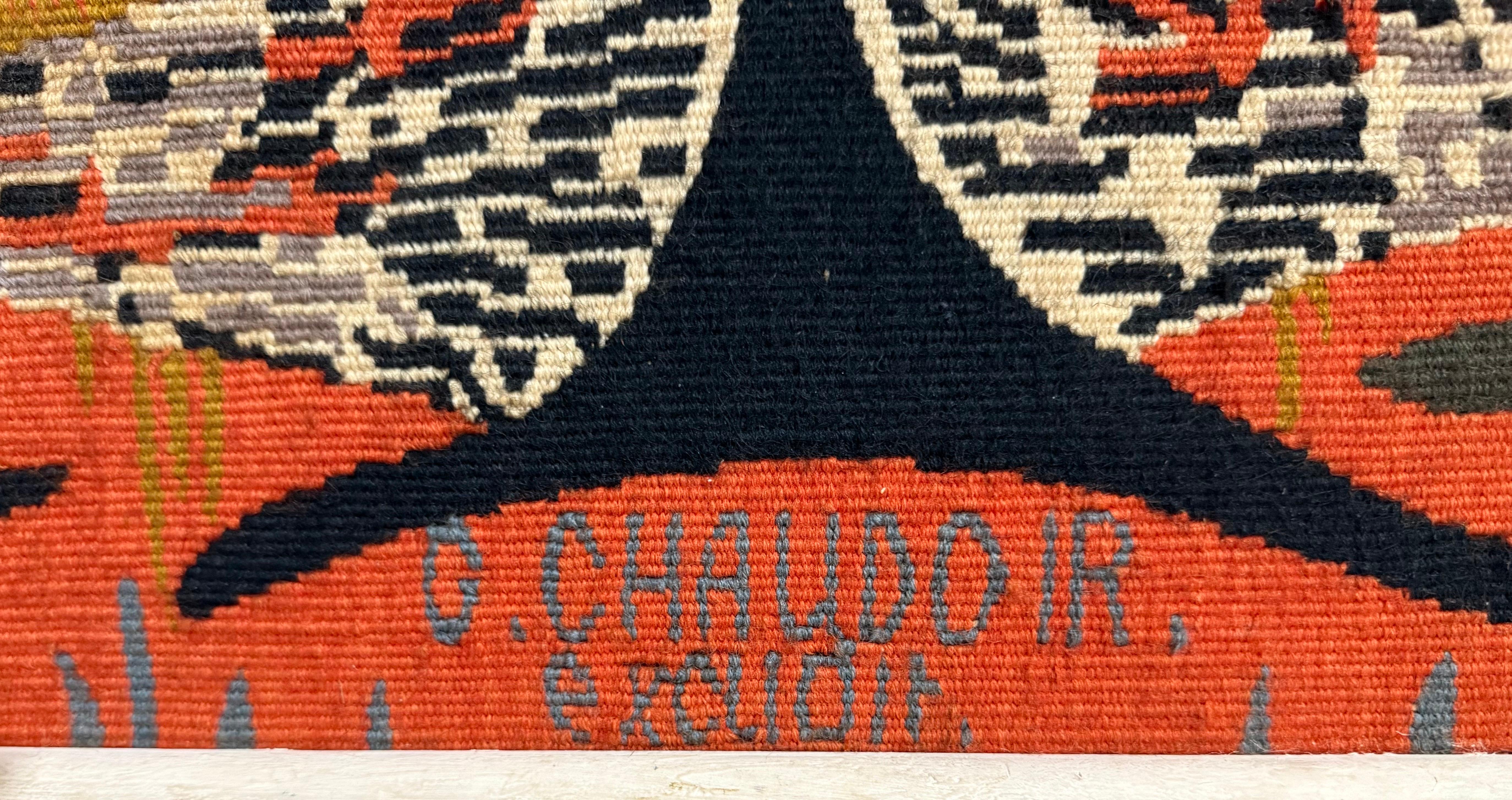 Mid Century Modern Handmade Wool Belgian Art Aubusson Tapestry Mary Dambiermont en vente 8