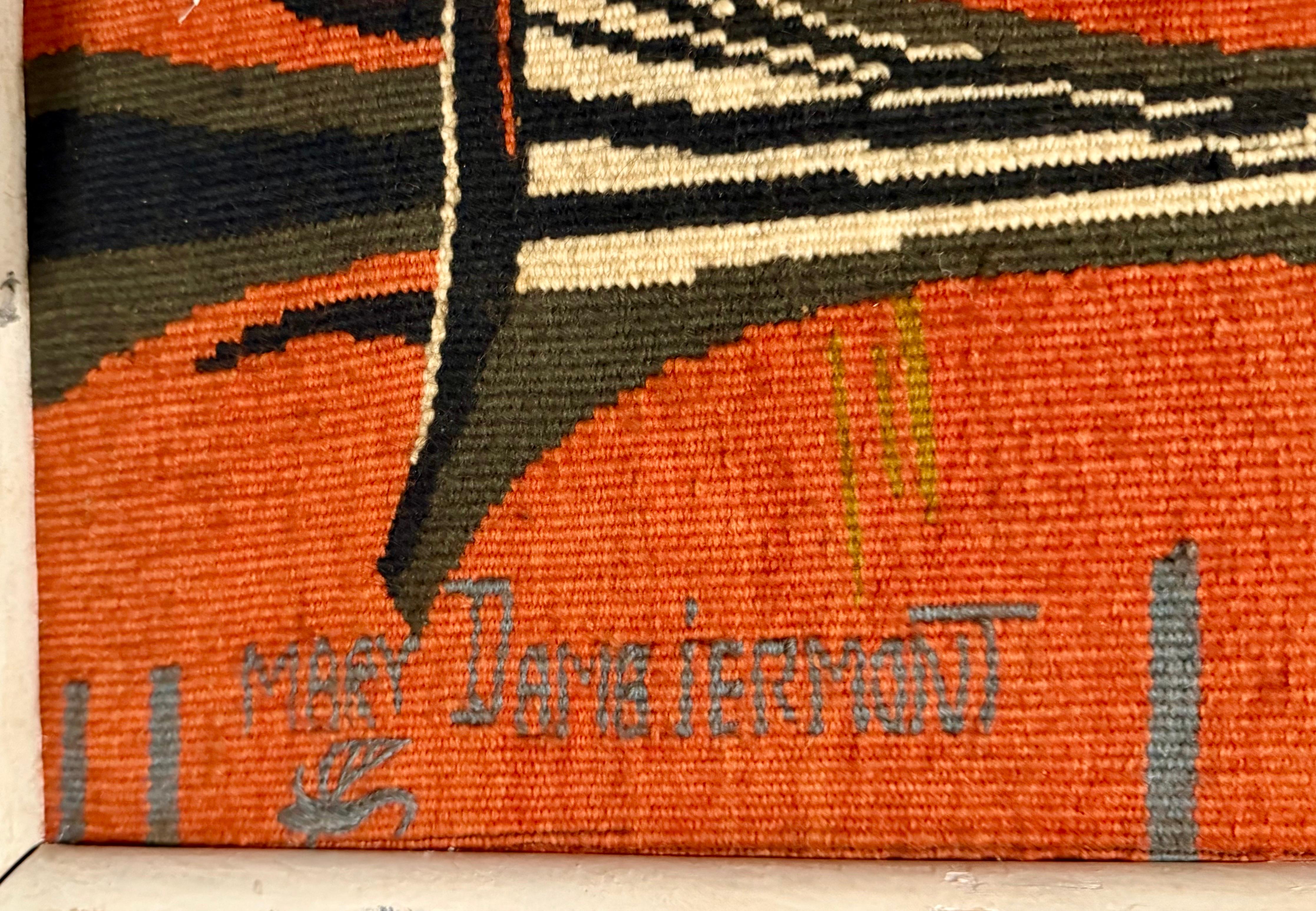 Mid Century Modern Handmade Wool Belgian Art Aubusson Tapestry Mary Dambiermont en vente 9