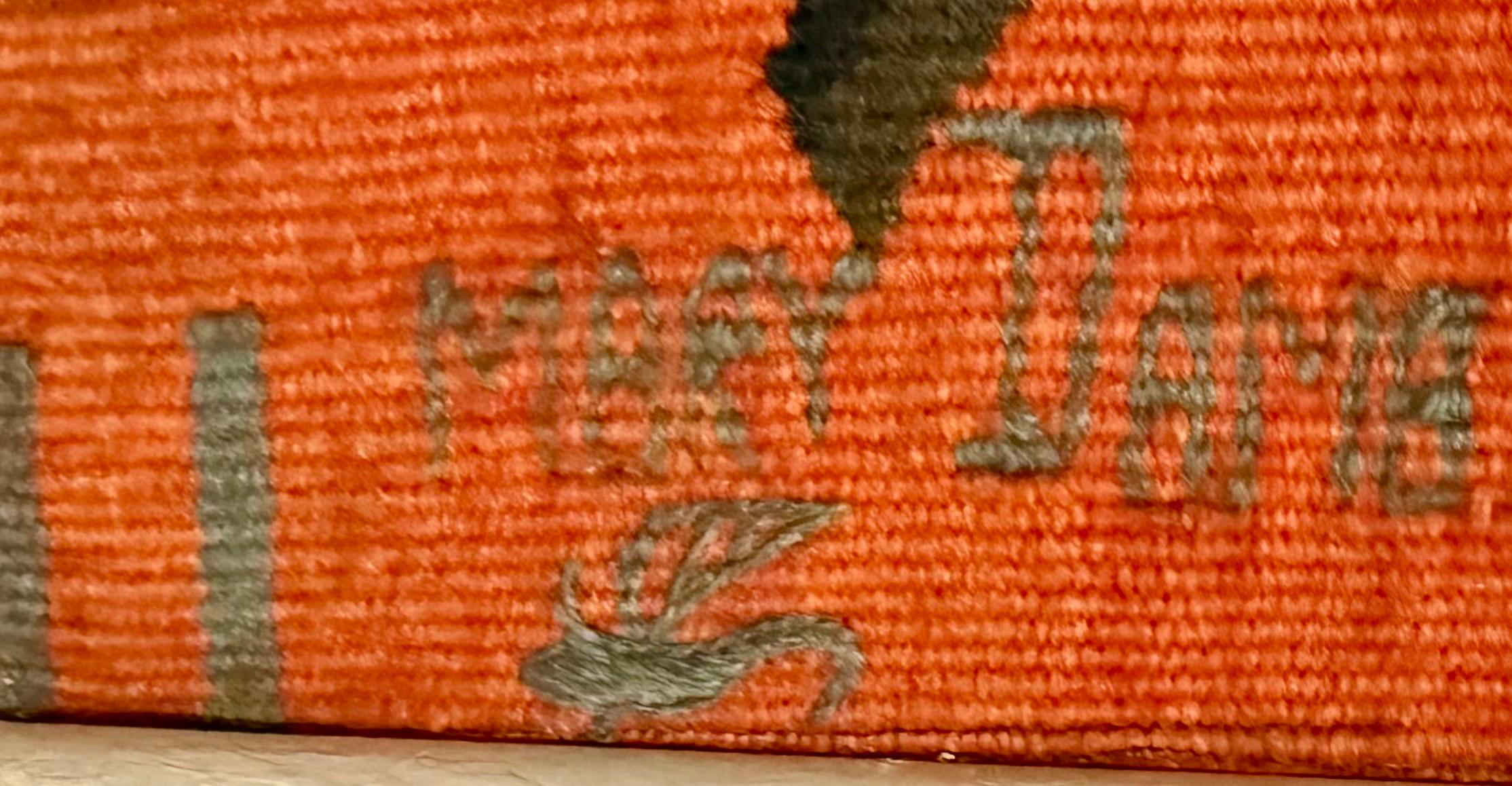 Mid Century Modern Handmade Wool Belgian Art Aubusson Tapestry Mary Dambiermont en vente 11