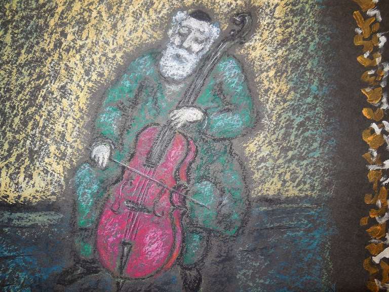 Shtetl Klezmer Musician pittura e disegno - Art Moderno di Anatoli Lvovich Kaplan