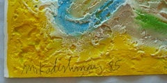 Israeli Modernist Textured Painting on Cast Paper Sheep