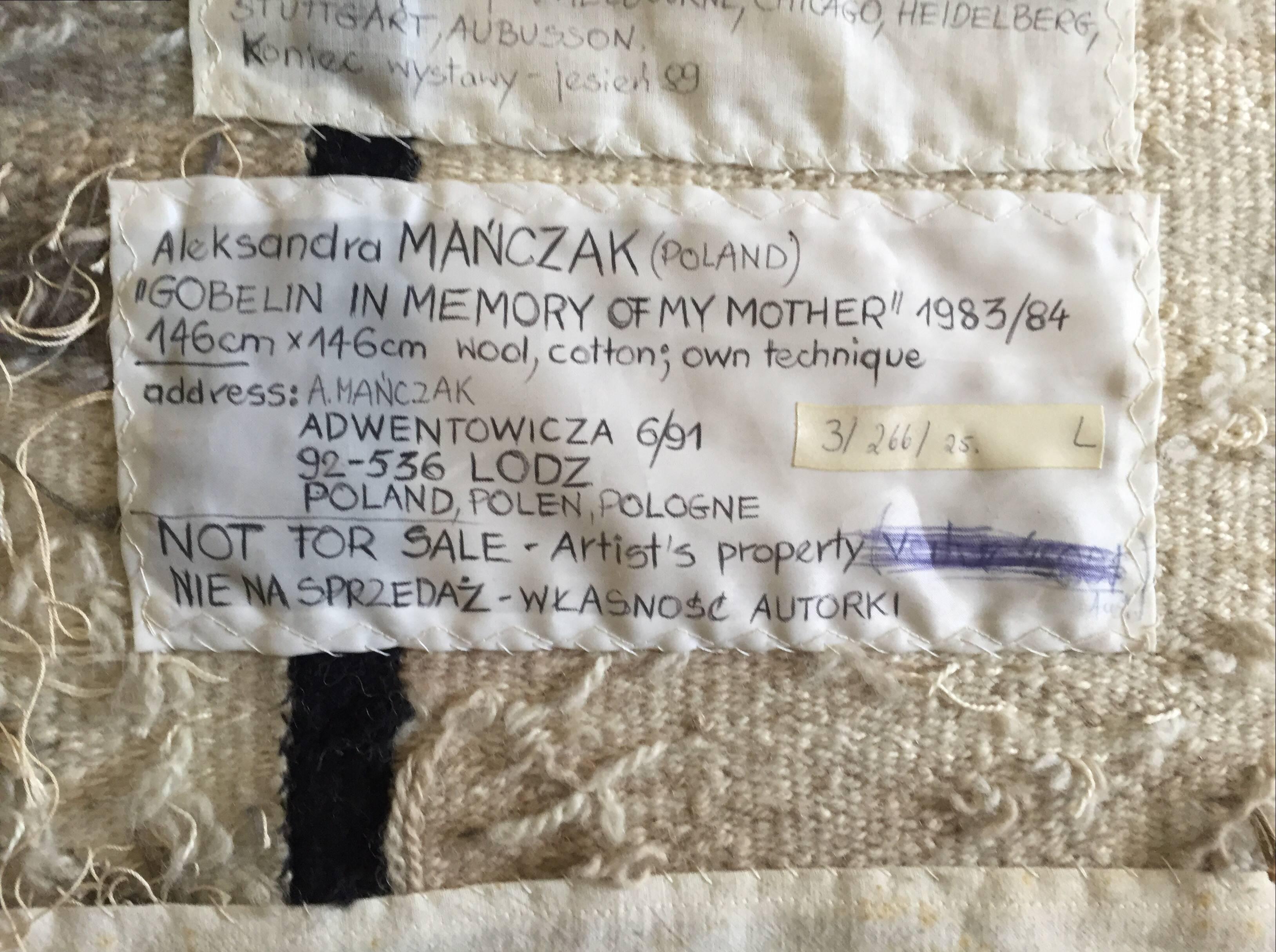 Gobelin In Memory of My Mother, Rare Handmade Polish Tapestry For Sale 2