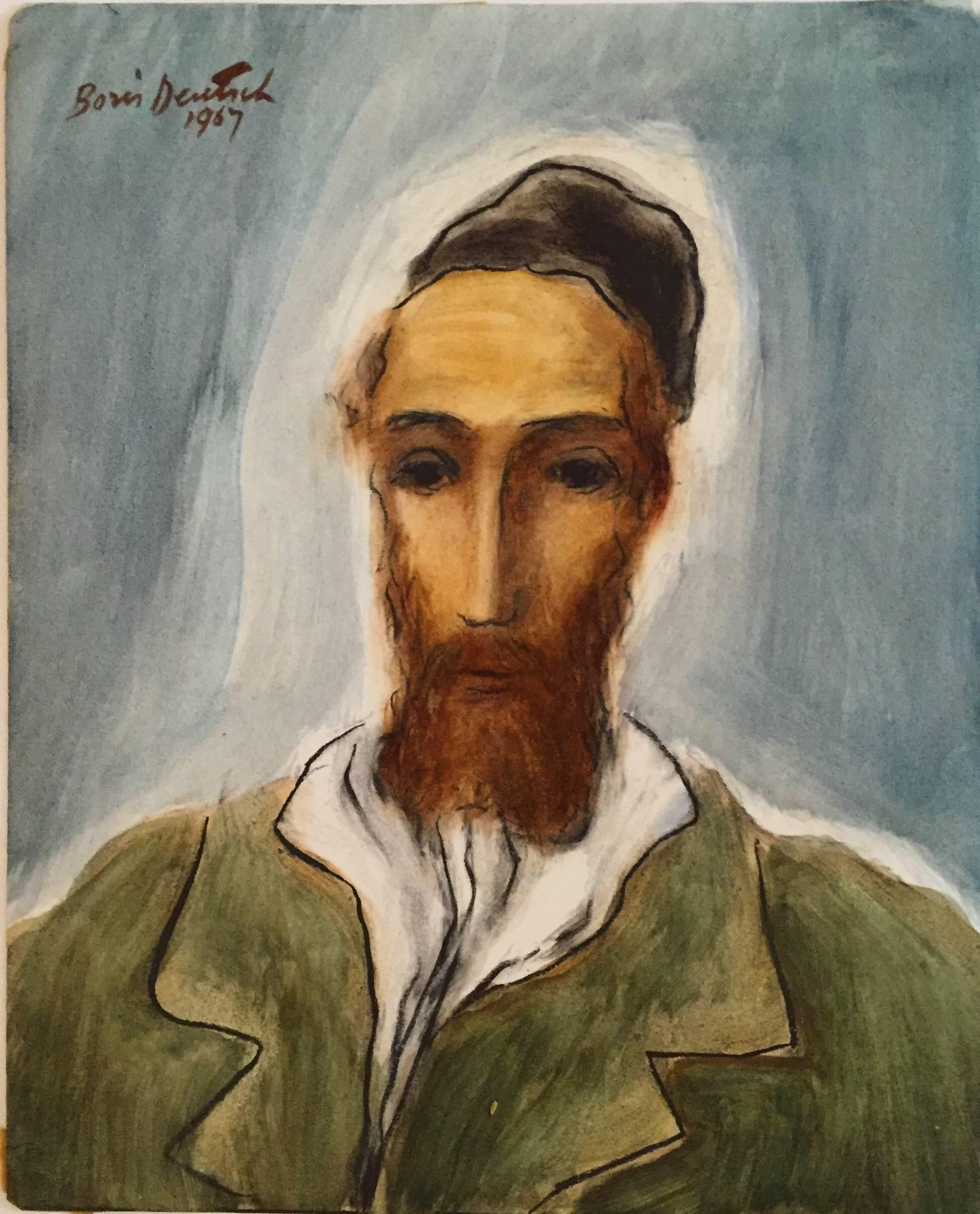 Boris Deutsch Figurative Art - Portrait of a Rabbi