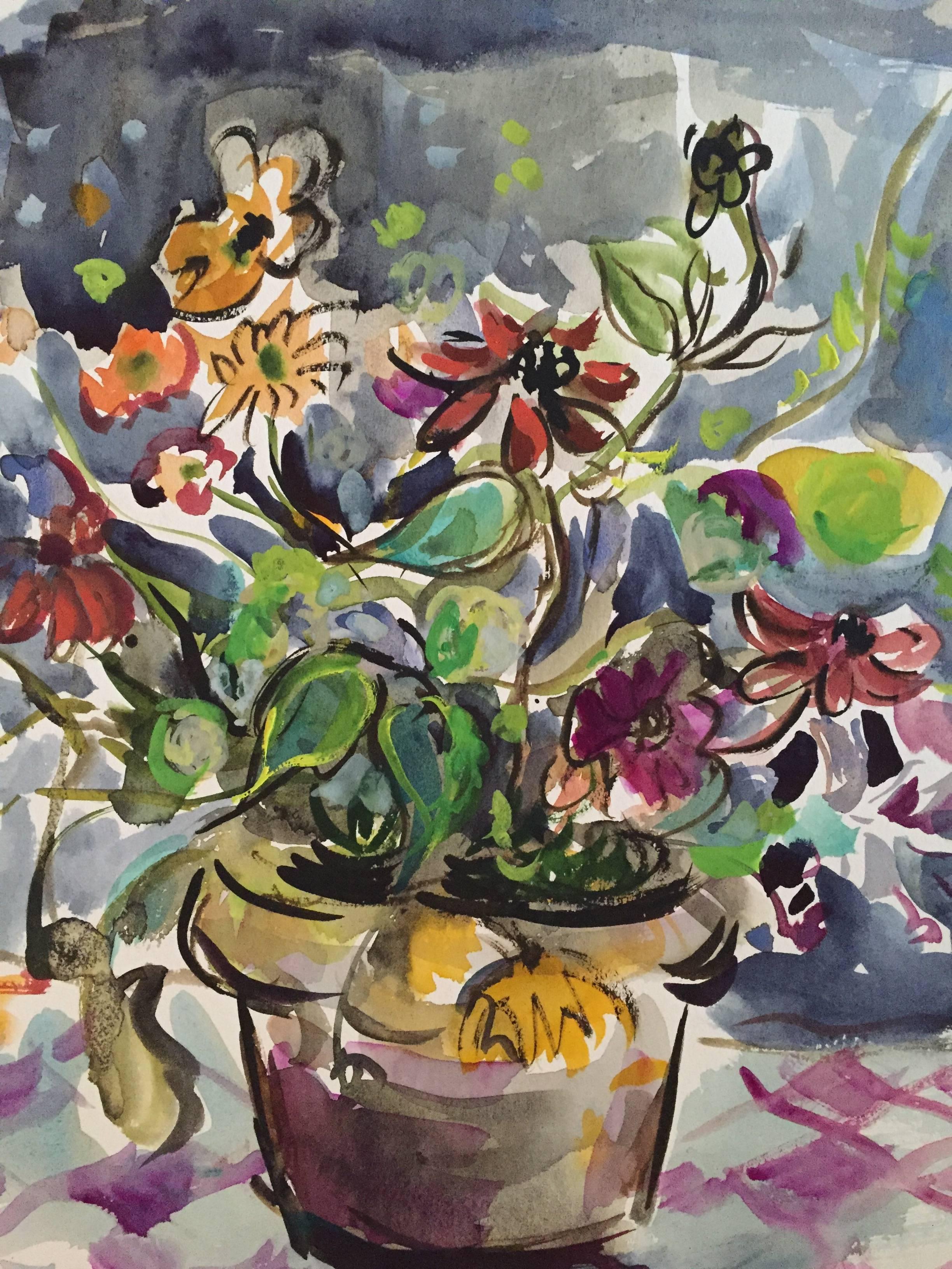 Flowers in a Pot - Art by Katherine Librowicz
