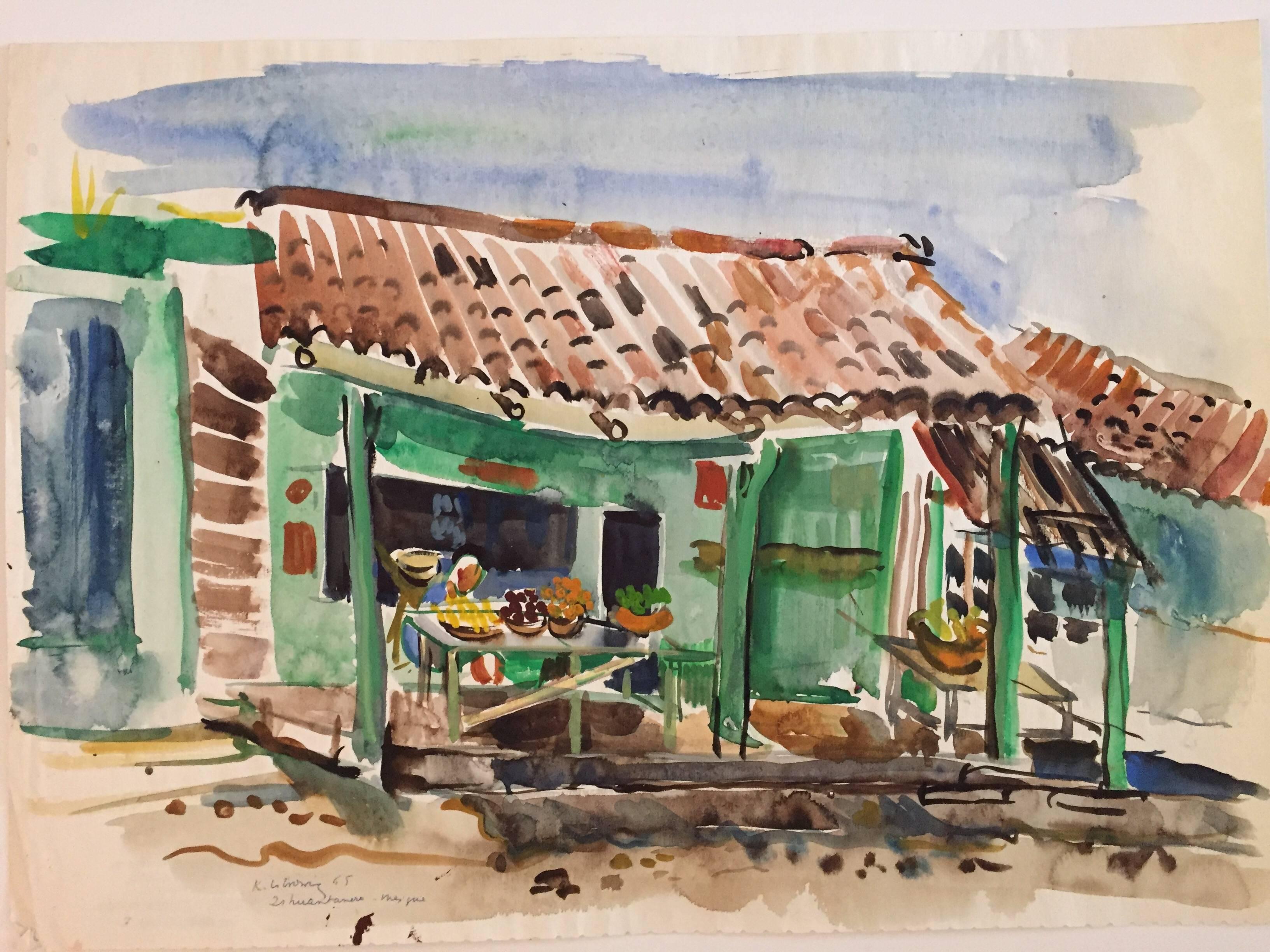 Katherine Librowicz Landscape Art - Mexican House with Porch