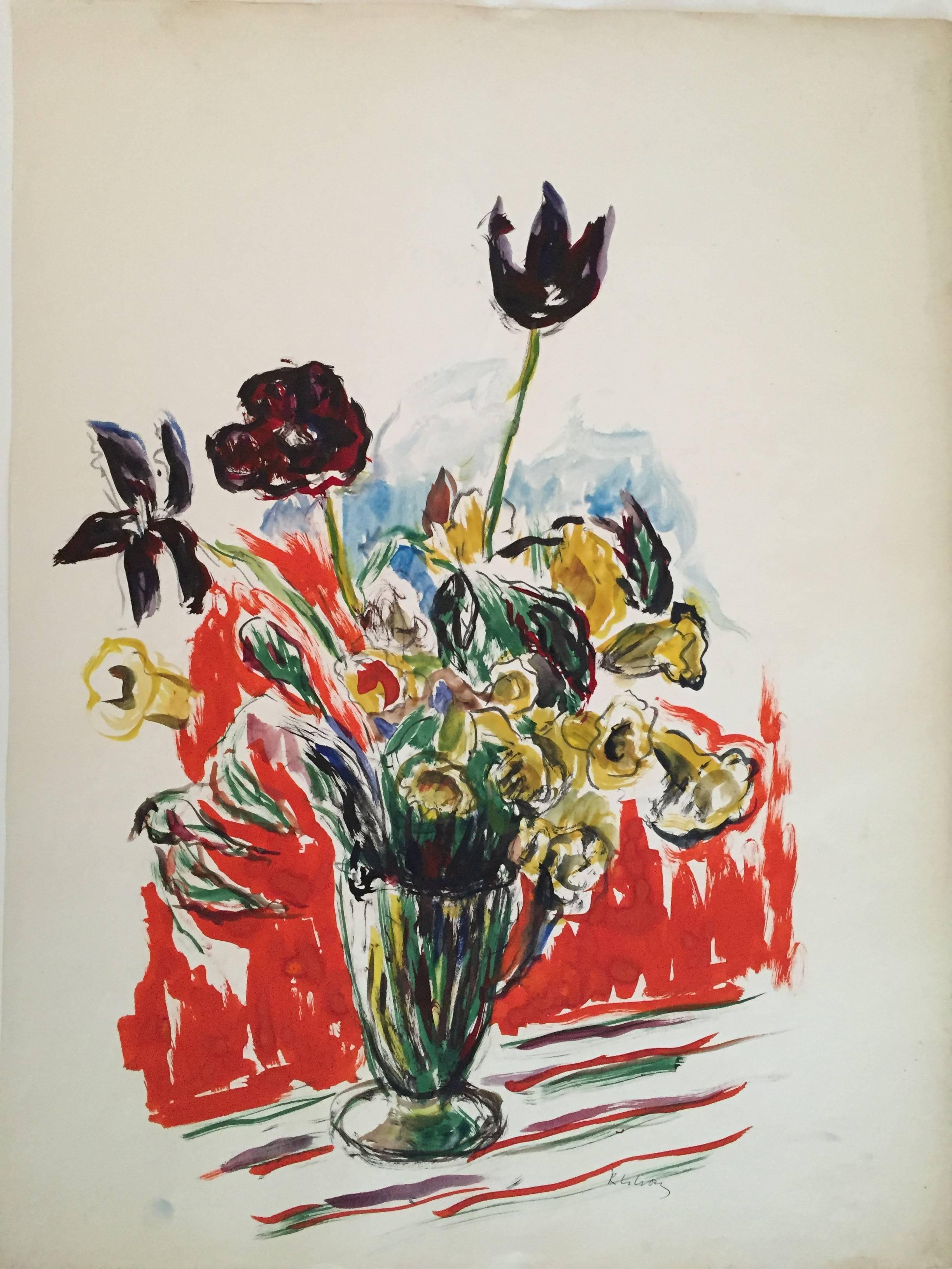 Bold Flowers in a Vase - Art by Katherine Librowicz
