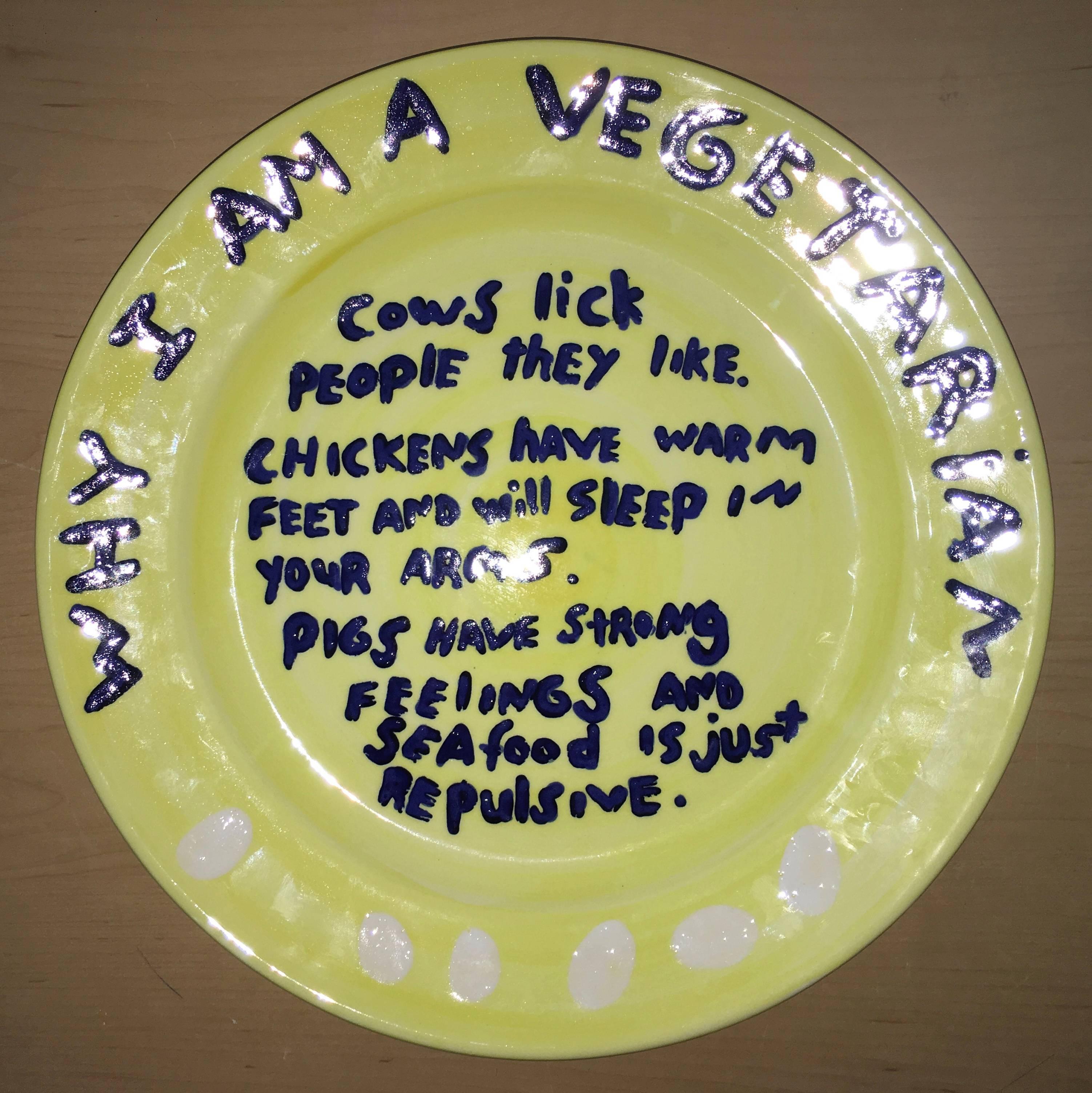 Rare "Why I am a Vegetarian" Kim Dingle Art Plate