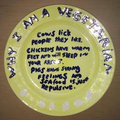 Rare assiette d'art « Why I am a Vegetarian » de Kim Dingle