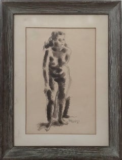 Rare Early Nude Drawing American Modernist Sculptor 