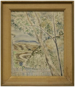 Untitled Palestine Landscape, Vintage Bezalel Schoo Israeli Watercolor Painting