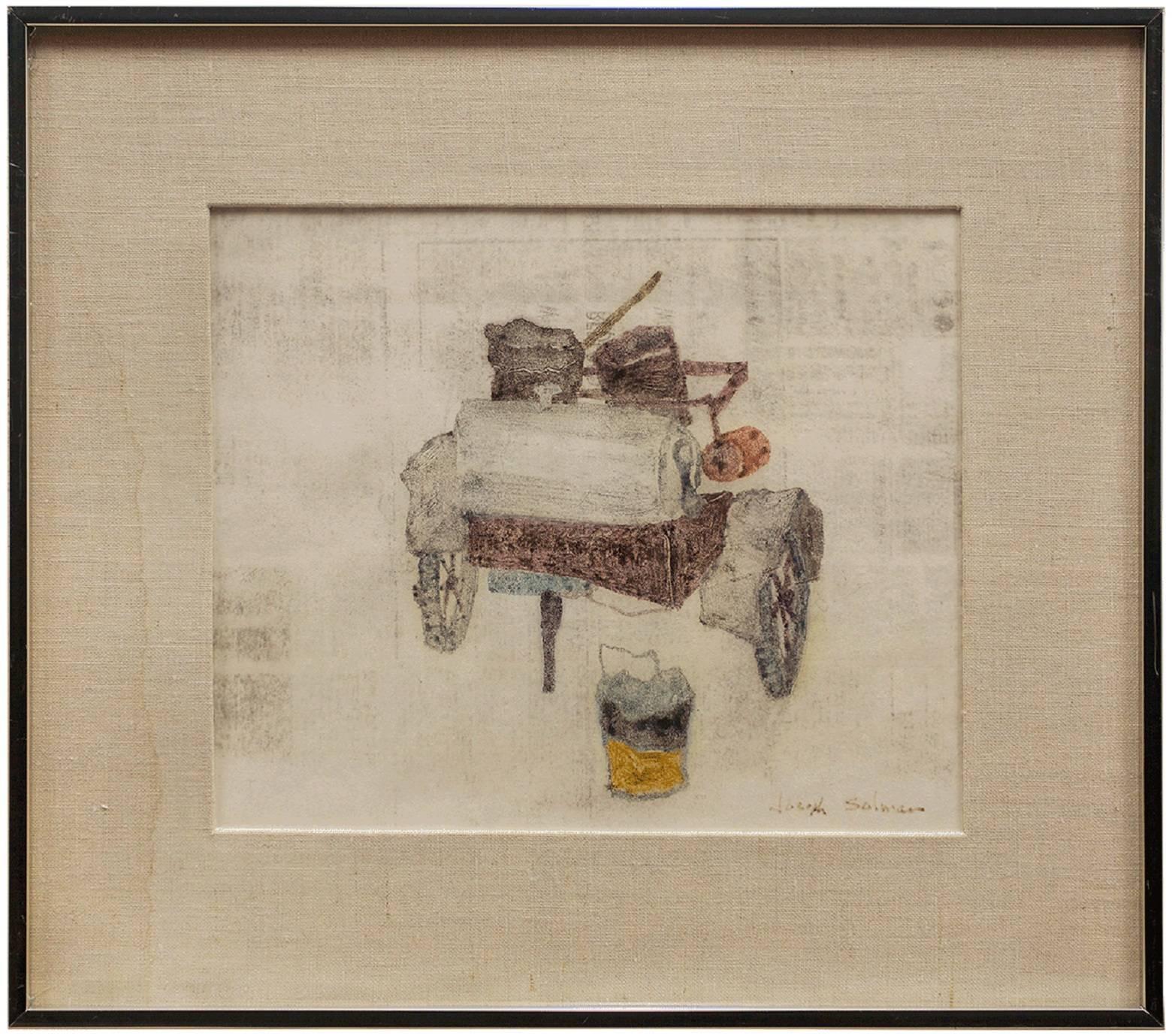 Vieux wagon de cheminée, monotype - Art de Joseph Solman