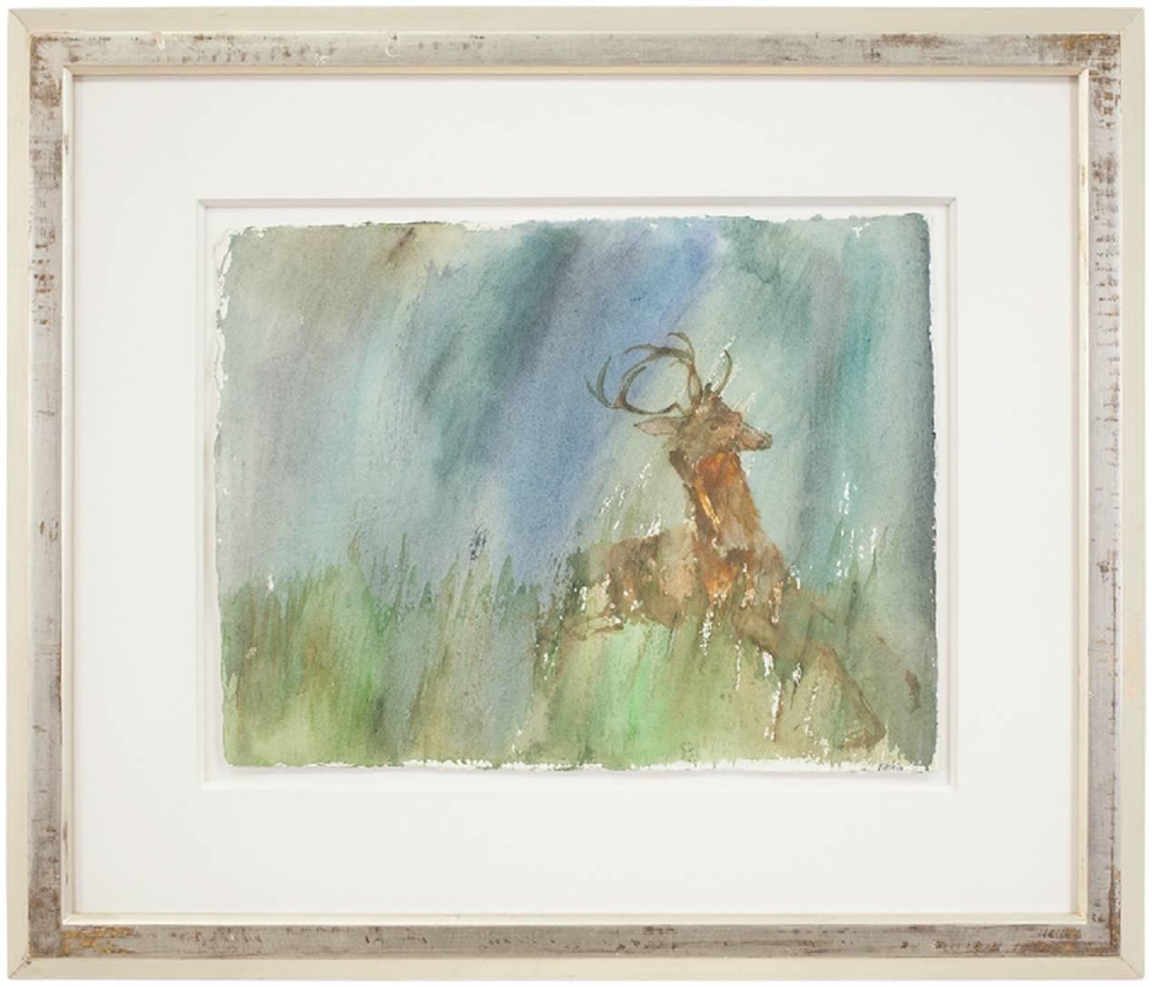 Rare Leonard Baskin Watercolor Seasons Song: Deer Illus. Ted Hughes Poem