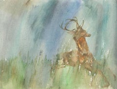 Rare Leonard Baskin Watercolor Seasons Song: Deer Illus. Ted Hughes Poem